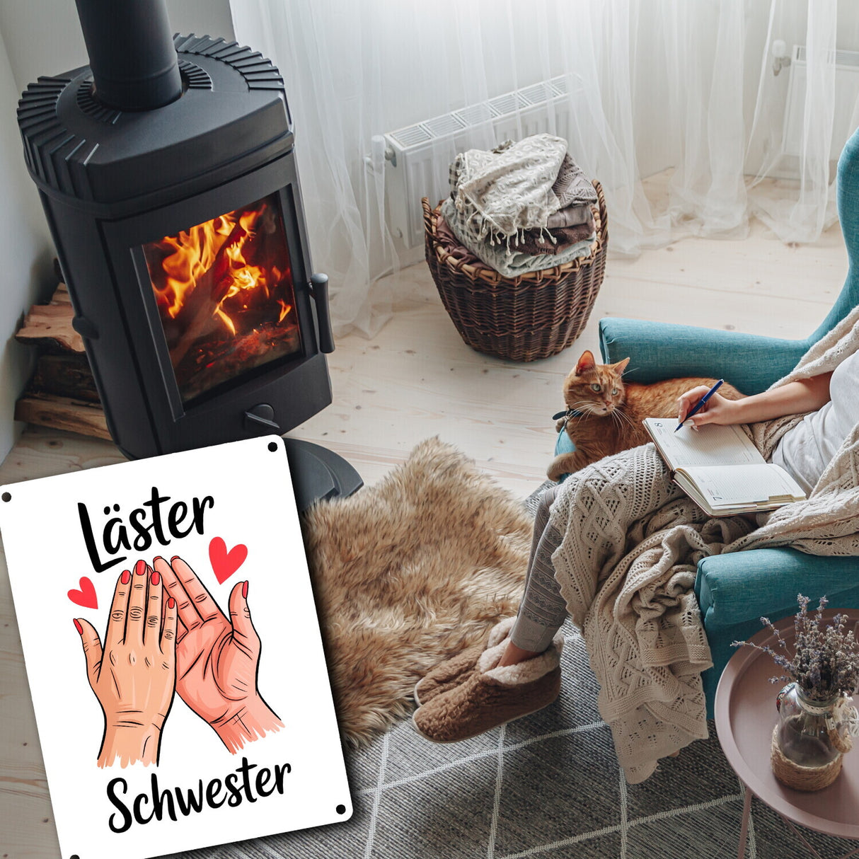 Läster Schwester Souvenir Metallschild in 15x20 cm für die beste Freundin
