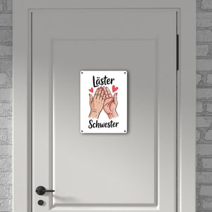 Läster Schwester Souvenir Metallschild in 15x20 cm für die beste Freundin