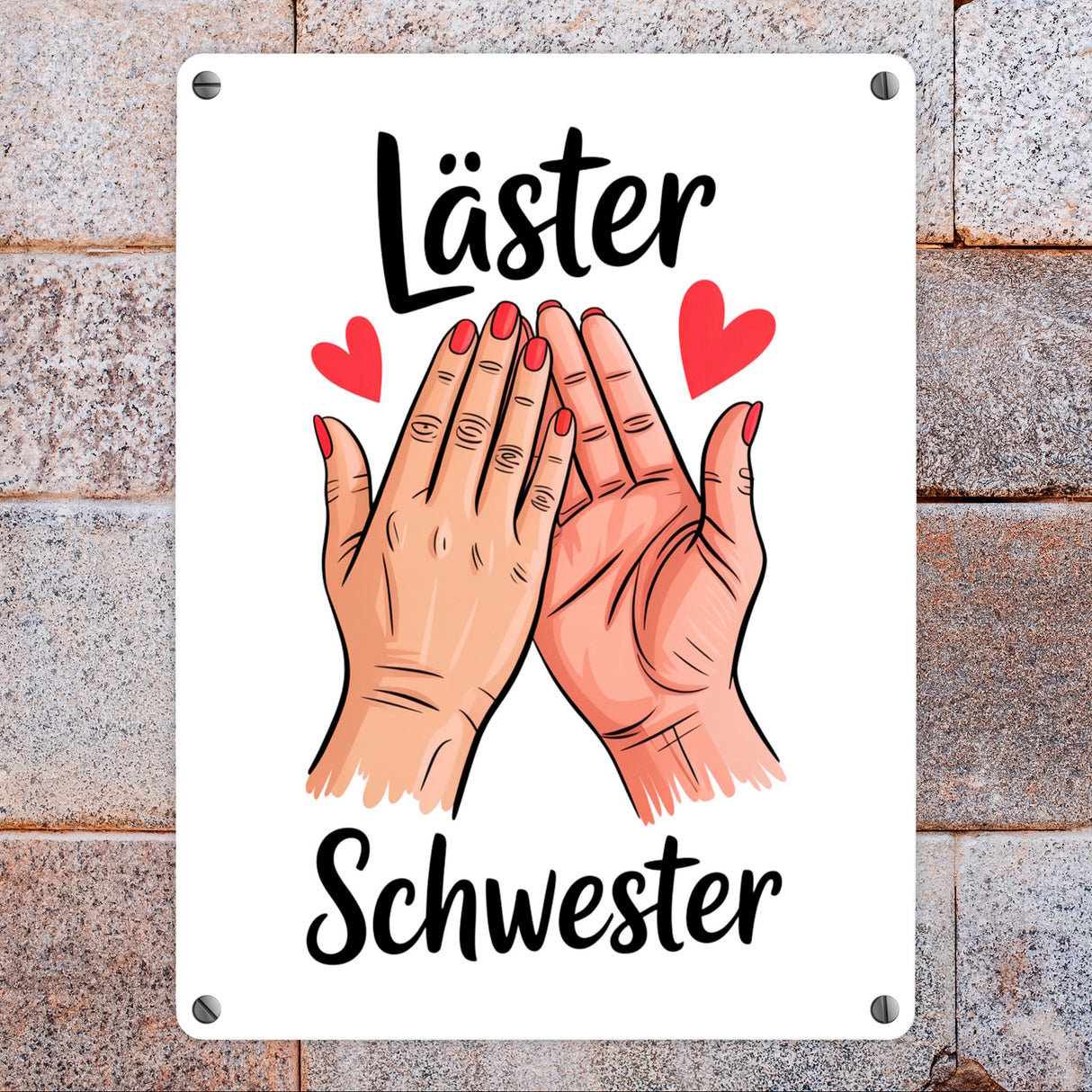 Läster Schwester Souvenir Metallschild in 15x20 cm für die beste Freundin