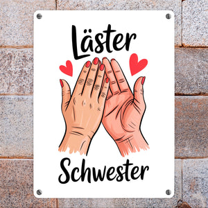 Läster Schwester Souvenir Metallschild in 15x20 cm für die beste Freundin