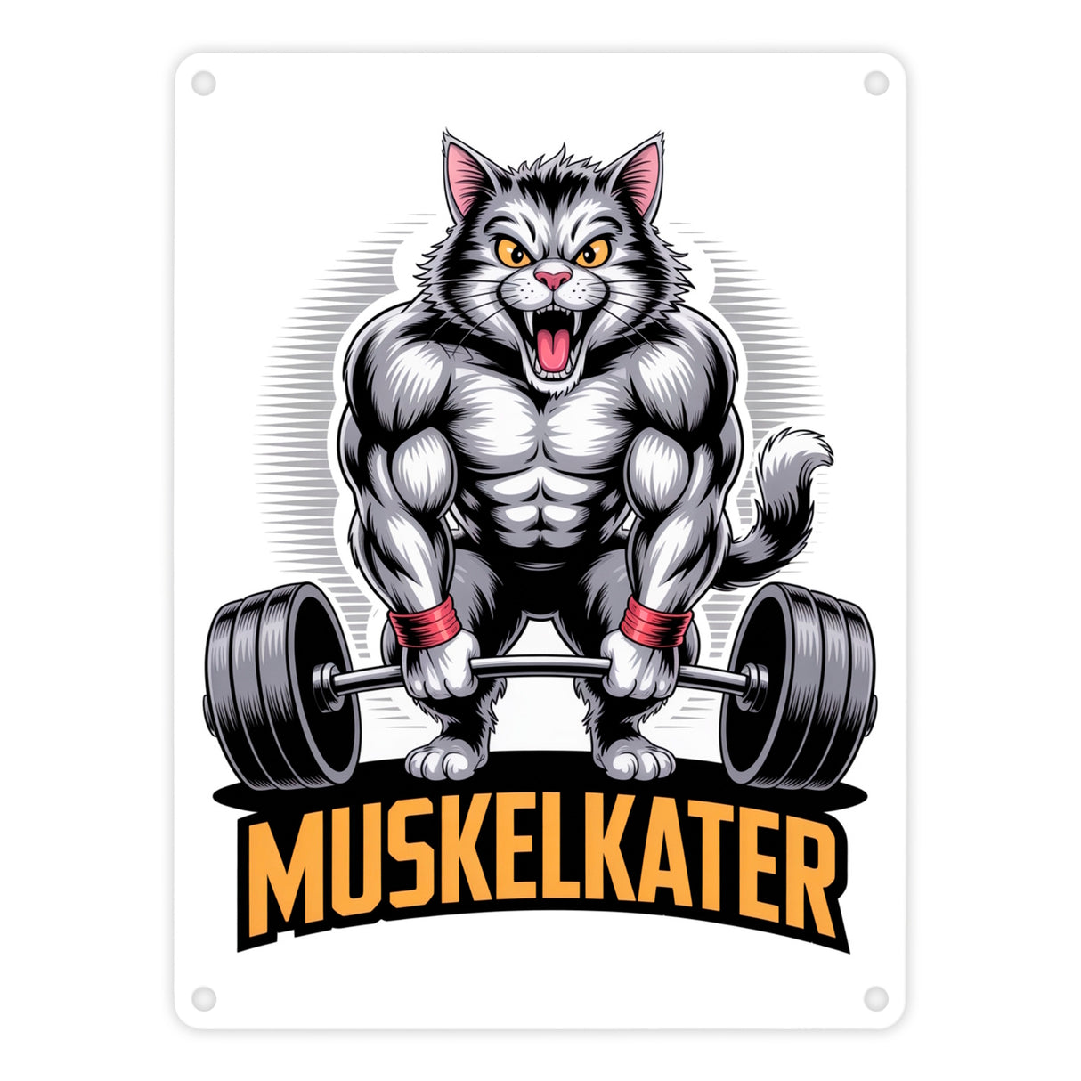 Muskulöse Katze MUSKELKATER Metallschild in 15x20 cm für Fitness-Fans