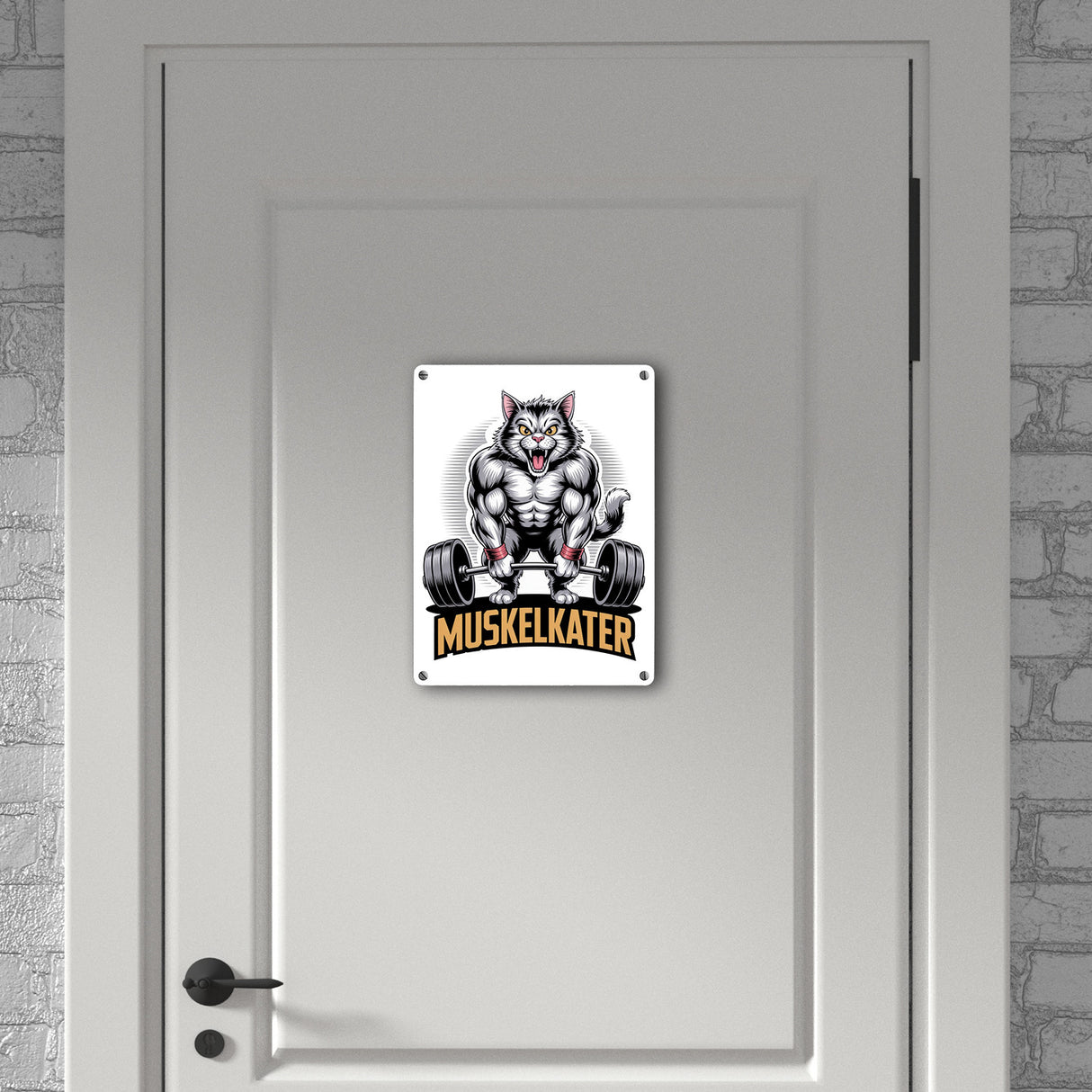 Muskulöse Katze MUSKELKATER Metallschild in 15x20 cm für Fitness-Fans