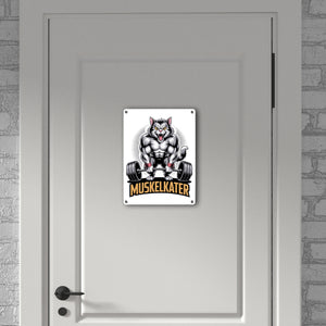 Muskulöse Katze MUSKELKATER Metallschild in 15x20 cm für Fitness-Fans