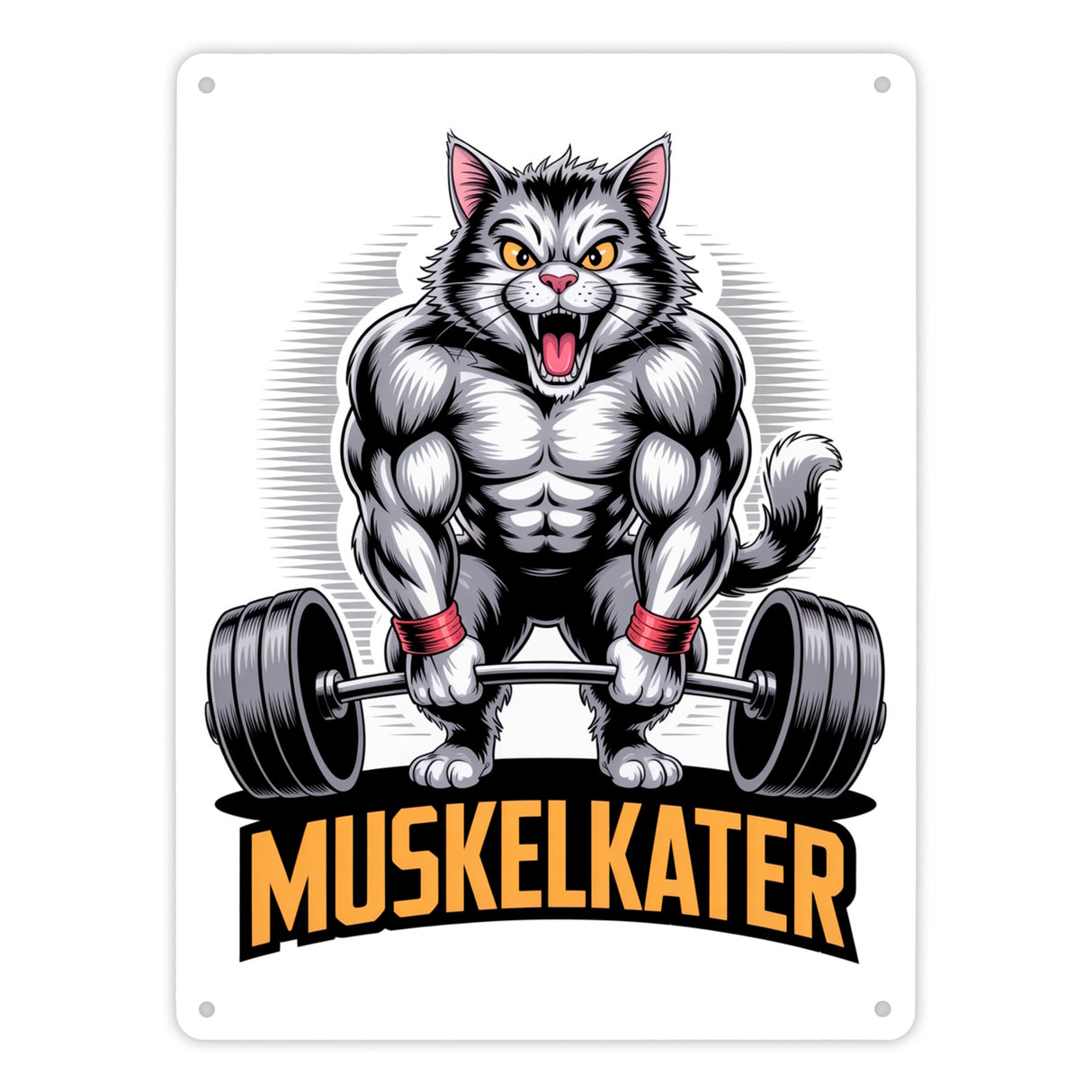 Muskulöse Katze MUSKELKATER Metallschild in 15x20 cm für Fitness-Fans