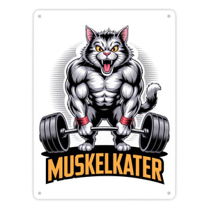 Muskulöse Katze MUSKELKATER Metallschild in 15x20 cm für Fitness-Fans