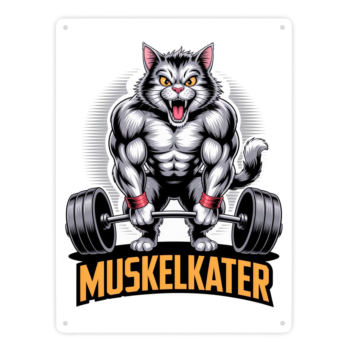 Muskulöse Katze MUSKELKATER Metallschild in 15x20 cm für Fitness-Fans