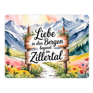 Liebe in den Bergen beginnt im Zillertal Metallschild in 15x20 cm