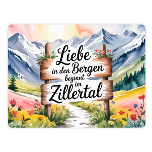 Liebe in den Bergen beginnt im Zillertal Metallschild in 15x20 cm