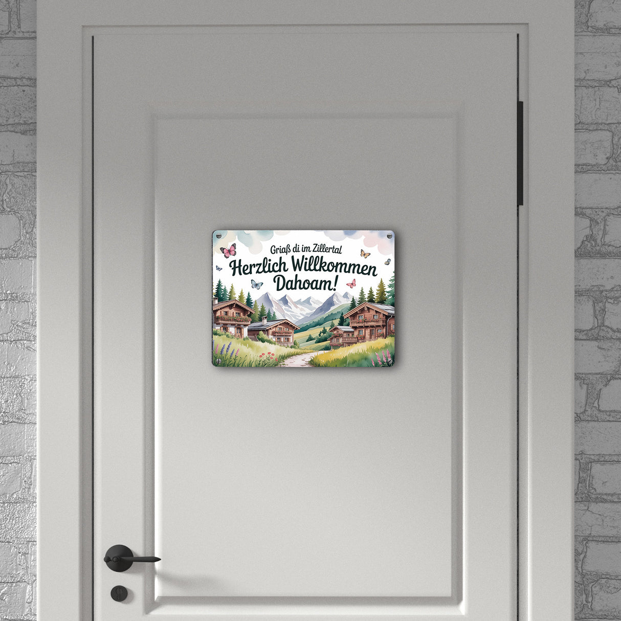 Griaß di im Zillertal Metallschild in 15x20 cm Tiroler Chalets