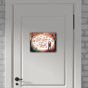 Fall in Love Laub Herbstszene Spruch Souvenir Magnet Metallschild