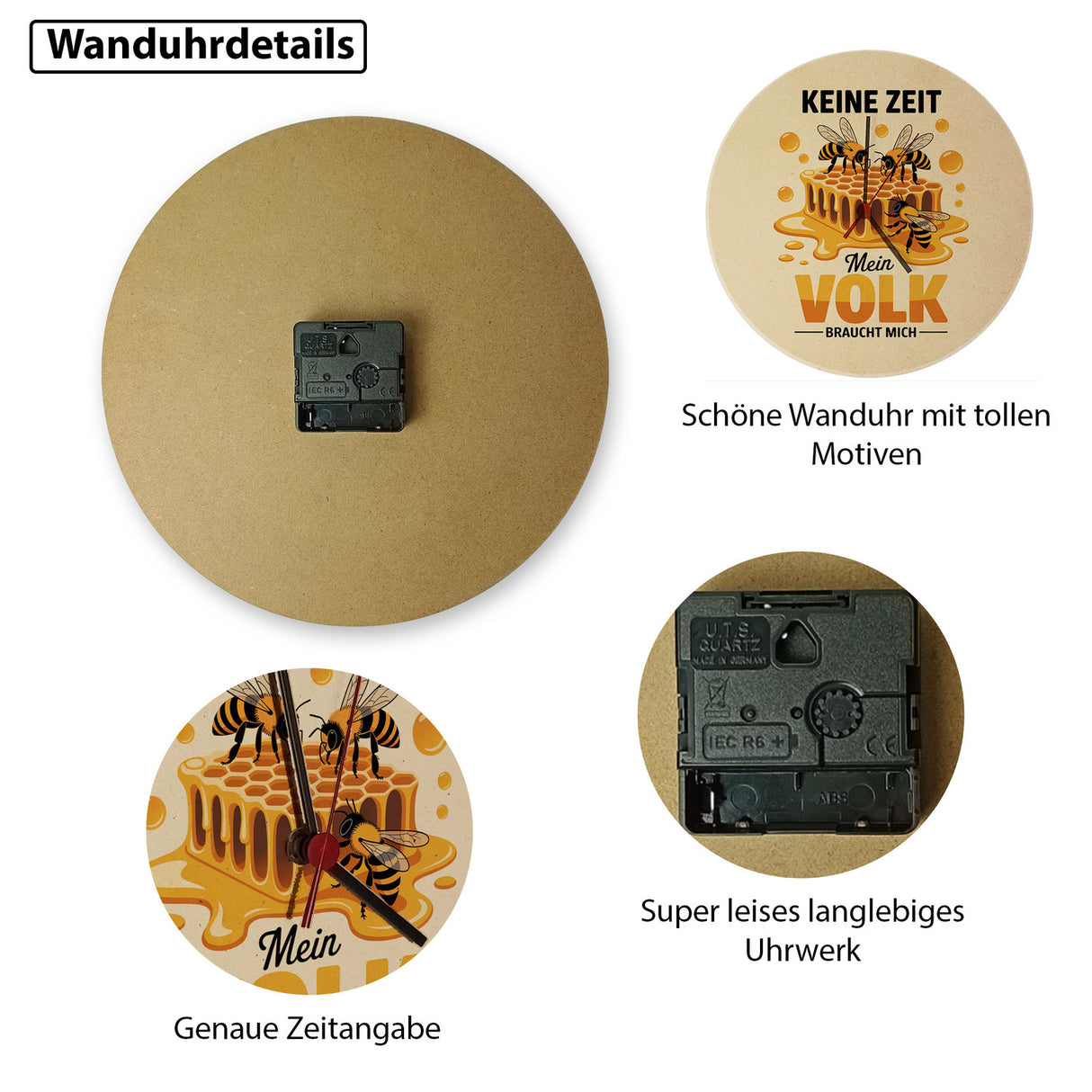 Honigbienen Wanduhr für Imker - Keine Zeit