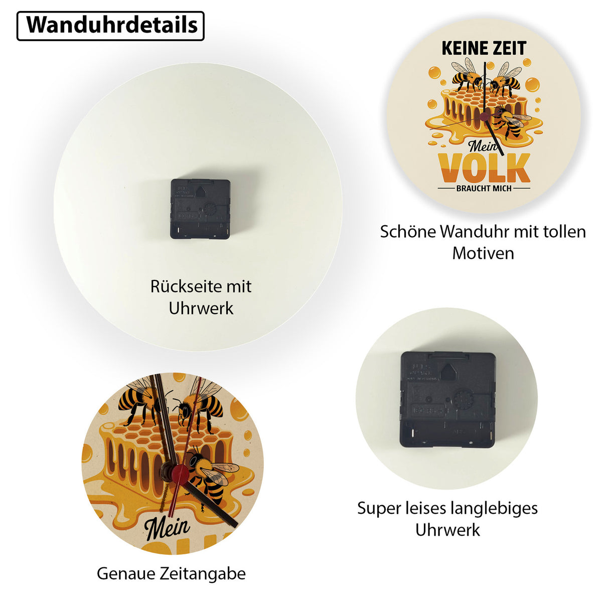 Honigbienen Wanduhr für Imker - Keine Zeit