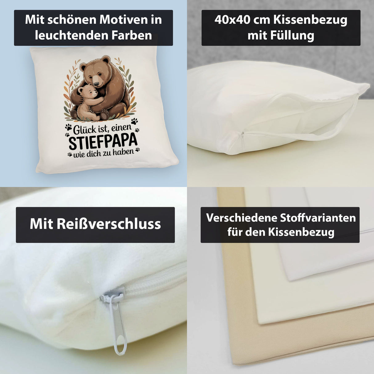 Glück ist einen Stiefpapa wie dich zu haben Bärenumarmung Kissen Vatertag