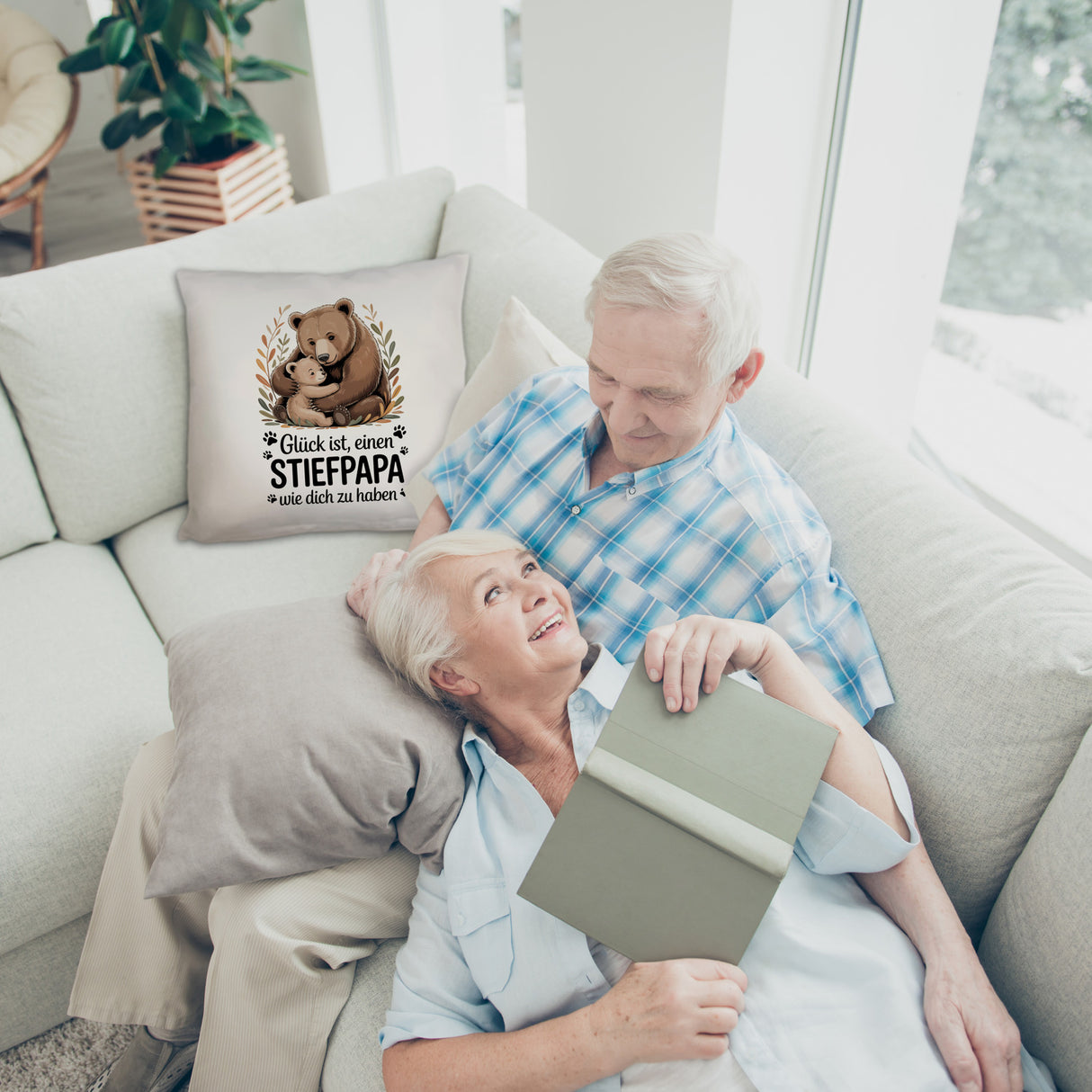 Glück ist einen Stiefpapa wie dich zu haben Bärenumarmung Kissen Vatertag