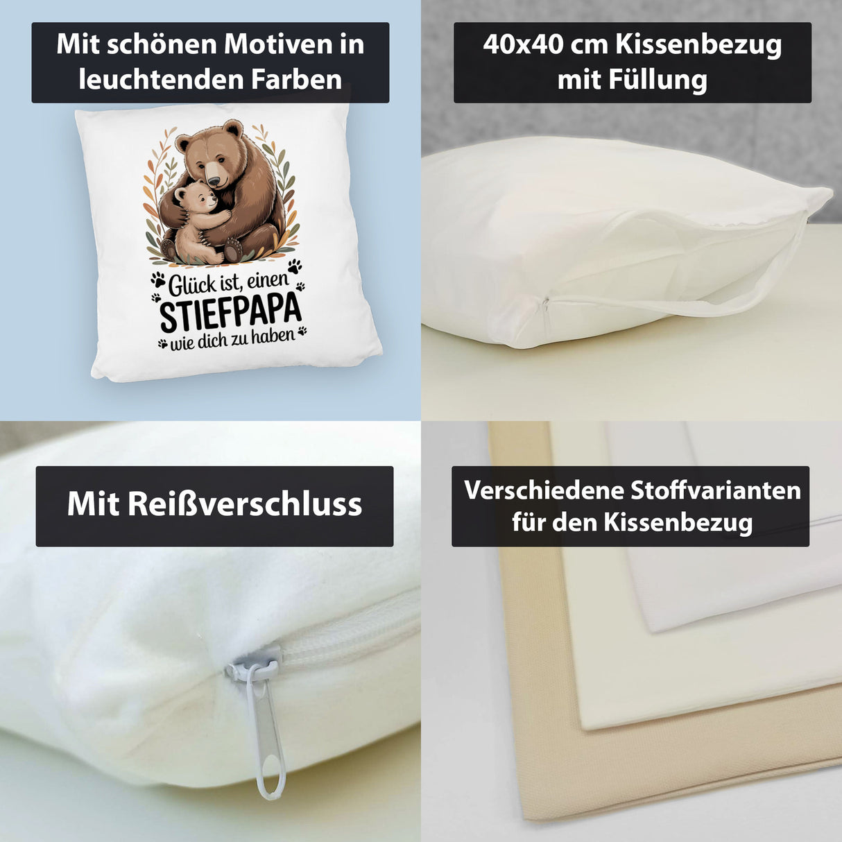 Glück ist einen Stiefpapa wie dich zu haben Bärenumarmung Kissen Vatertag
