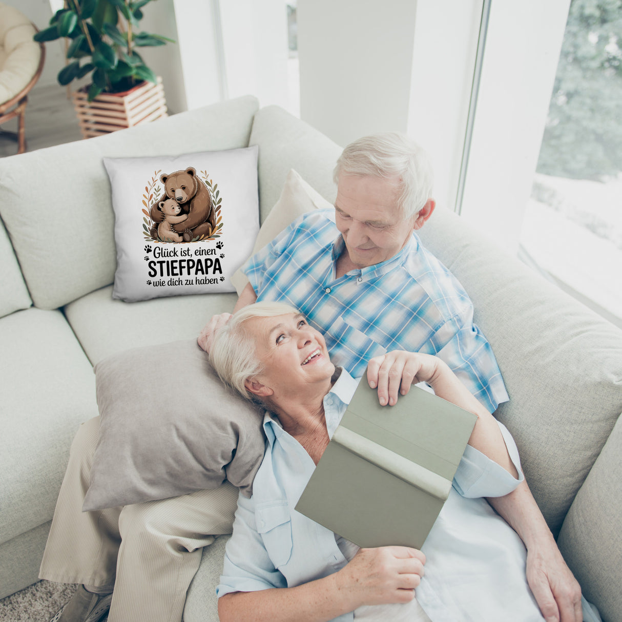 Glück ist einen Stiefpapa wie dich zu haben Bärenumarmung Kissen Vatertag