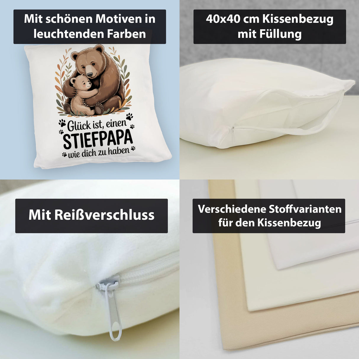 Glück ist einen Stiefpapa wie dich zu haben Bärenumarmung Kissen Vatertag