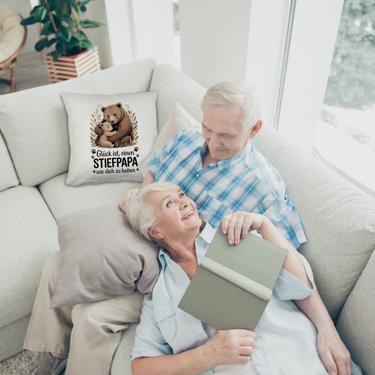 Glück ist einen Stiefpapa wie dich zu haben Bärenumarmung Kissen Vatertag