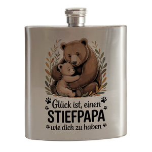 Glück ist einen Stiefpapa wie dich zu haben Bärenumarmung Flachmann Vatertag