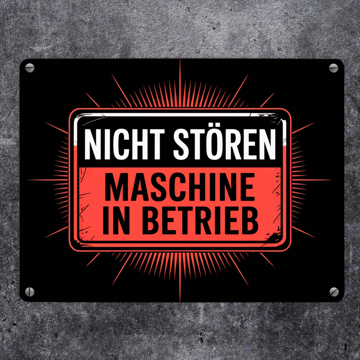 Maschine in Betrieb Metallschild in 15x20 cm - Nicht stören