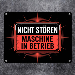 Maschine in Betrieb Metallschild in 15x20 cm - Nicht stören