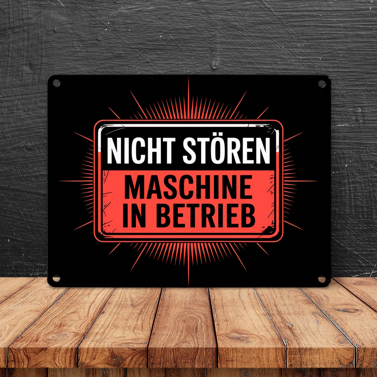 Maschine in Betrieb Metallschild in 15x20 cm - Nicht stören