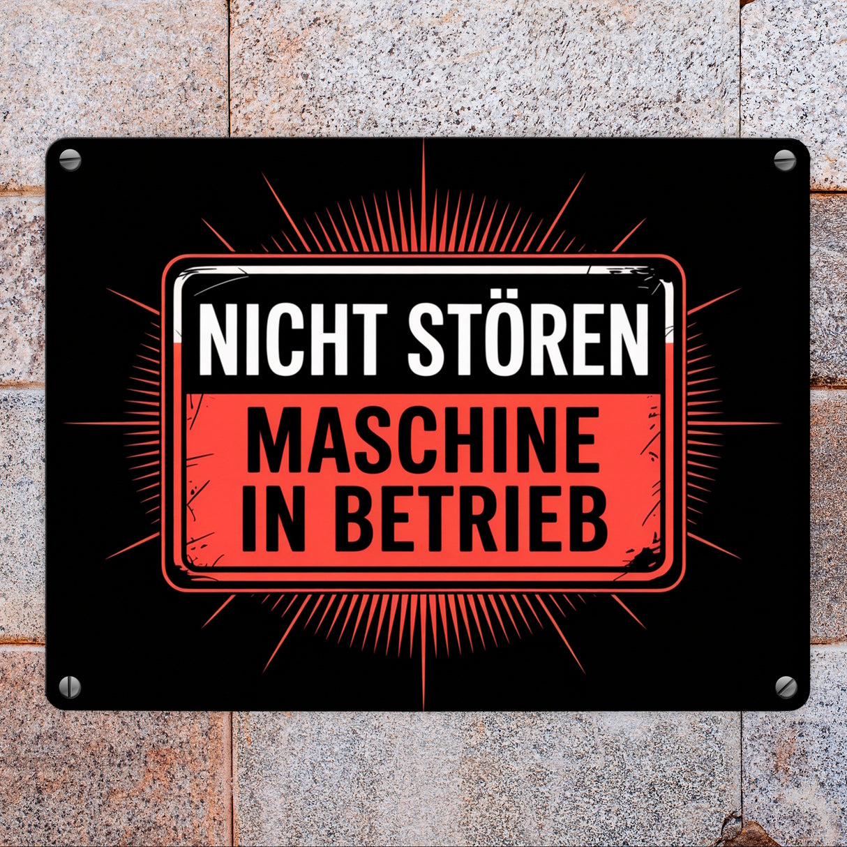 Maschine in Betrieb Metallschild in 15x20 cm - Nicht stören
