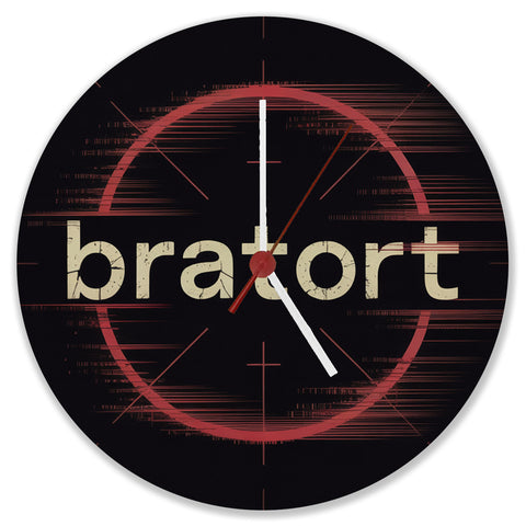 bratort Fadenkreuz Wanduhr für Hobbyköche und Tatort-Fans