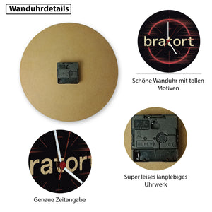 bratort Fadenkreuz Wanduhr für Hobbyköche und Tatort-Fans