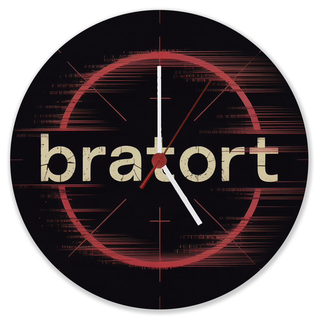 bratort Fadenkreuz Wanduhr für Hobbyköche und Tatort-Fans