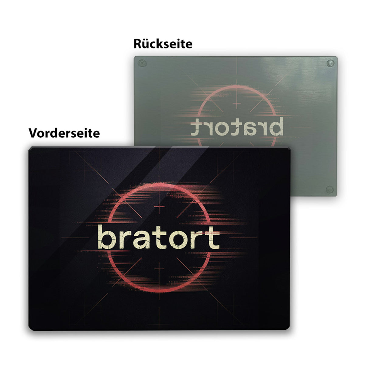 bratort Fadenkreuz Schneidebrett aus Glas für Hobbyköche und Tatort-Fans