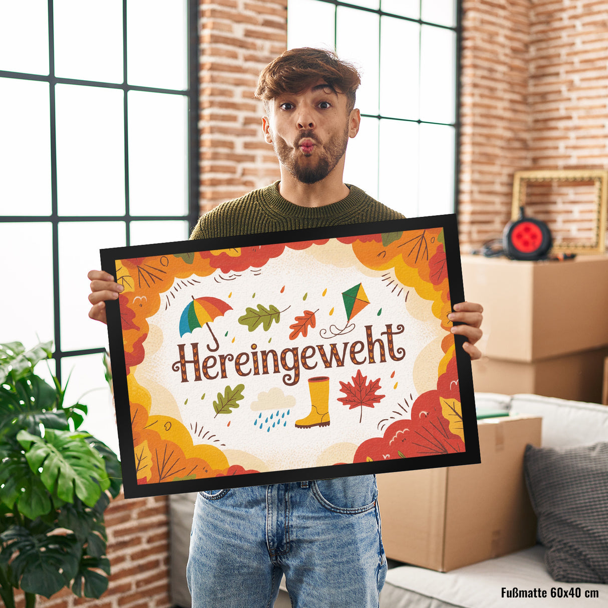 Hereingeweht Fußmatte in 35x50 cm mit Herbstmotiven
