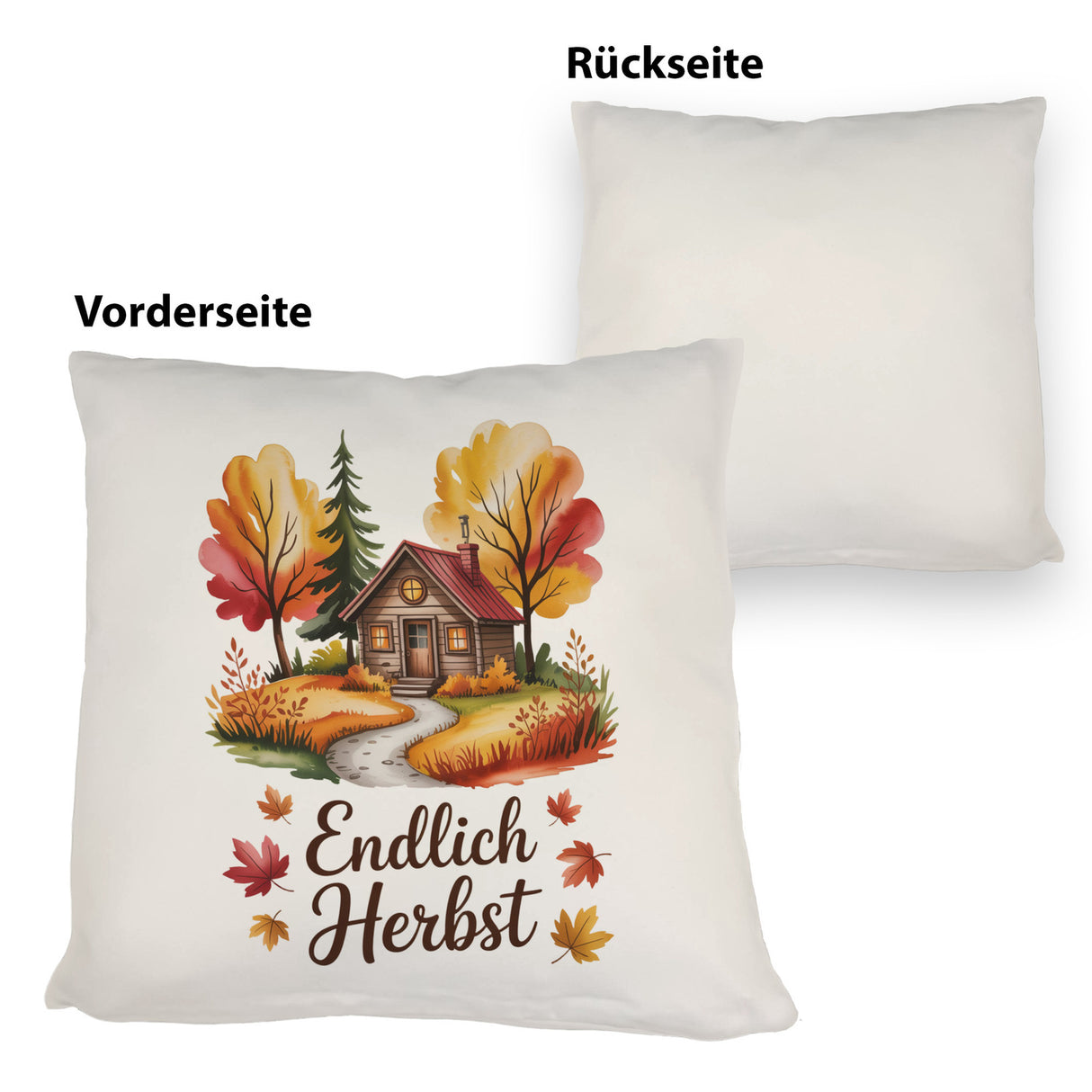 Aquarell Hütte im Herbst Kissen - Endlich Herbst