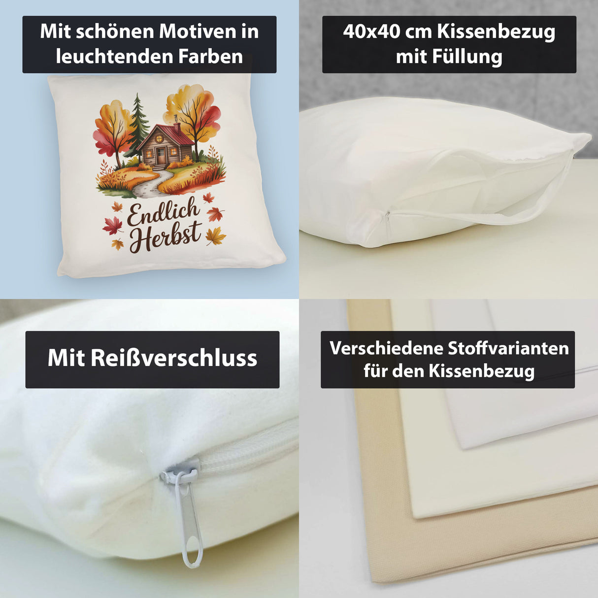 Aquarell Hütte im Herbst Kissen - Endlich Herbst