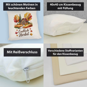 Aquarell Hütte im Herbst Kissen - Endlich Herbst