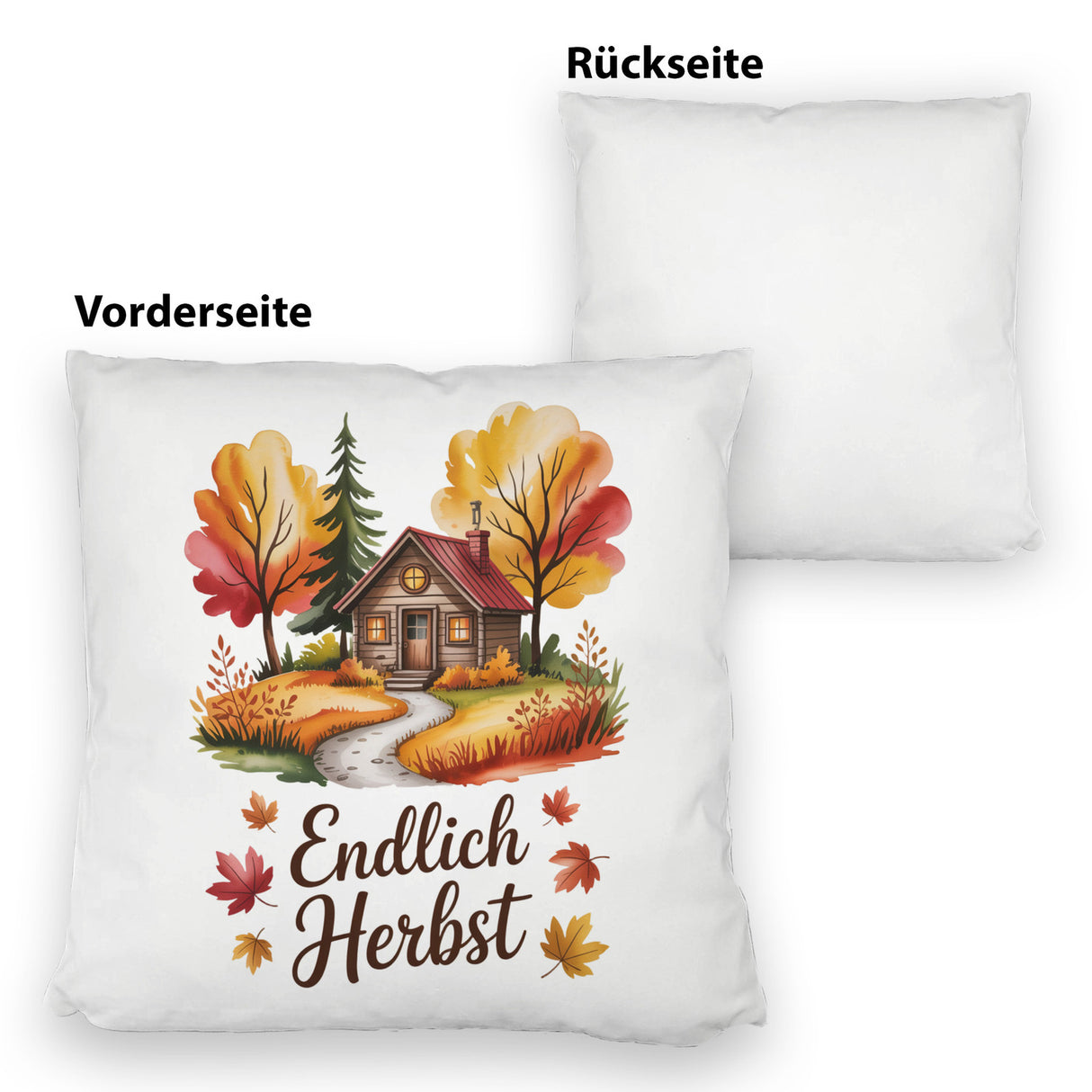 Aquarell Hütte im Herbst Kissen - Endlich Herbst