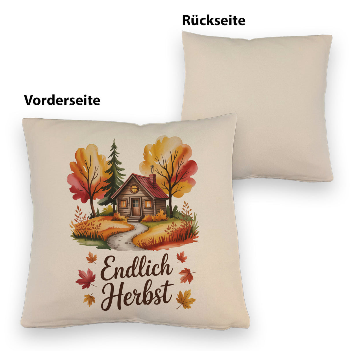 Aquarell Hütte im Herbst Kissen - Endlich Herbst