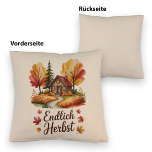 Aquarell Hütte im Herbst Kissen - Endlich Herbst