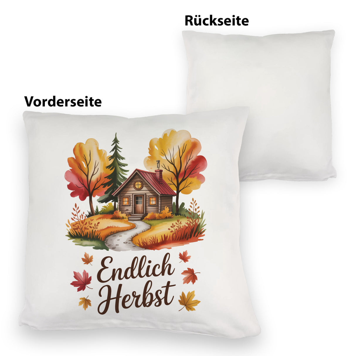 Aquarell Hütte im Herbst Kissen - Endlich Herbst