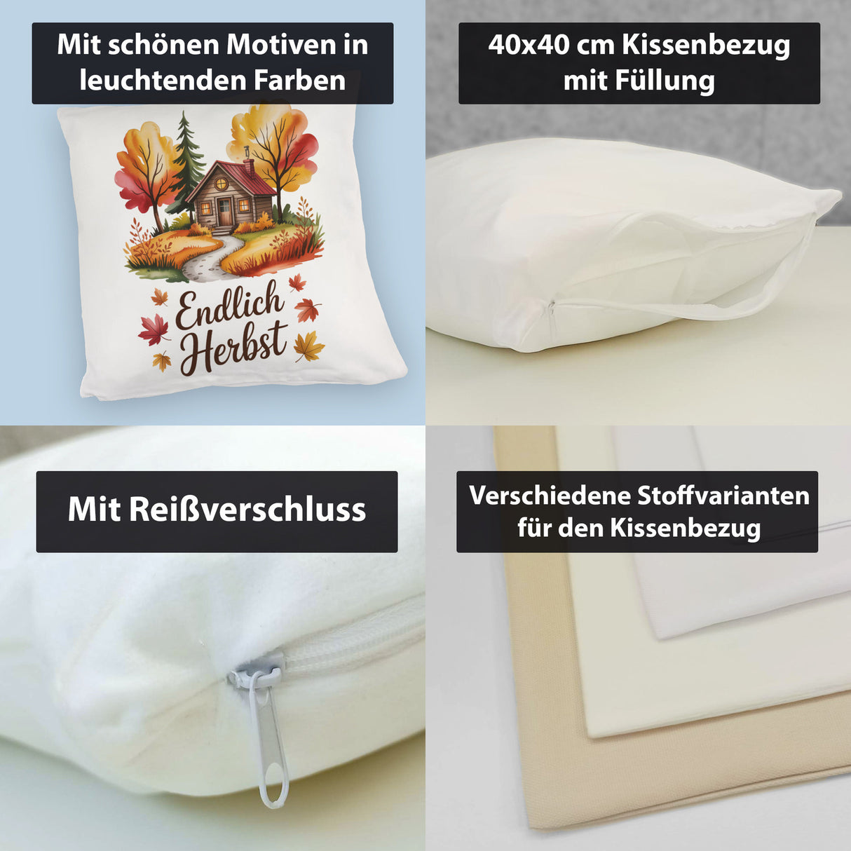 Aquarell Hütte im Herbst Kissen - Endlich Herbst