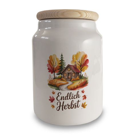 Aquarell Hütte im Herbst Keksdose - Endlich Herbst