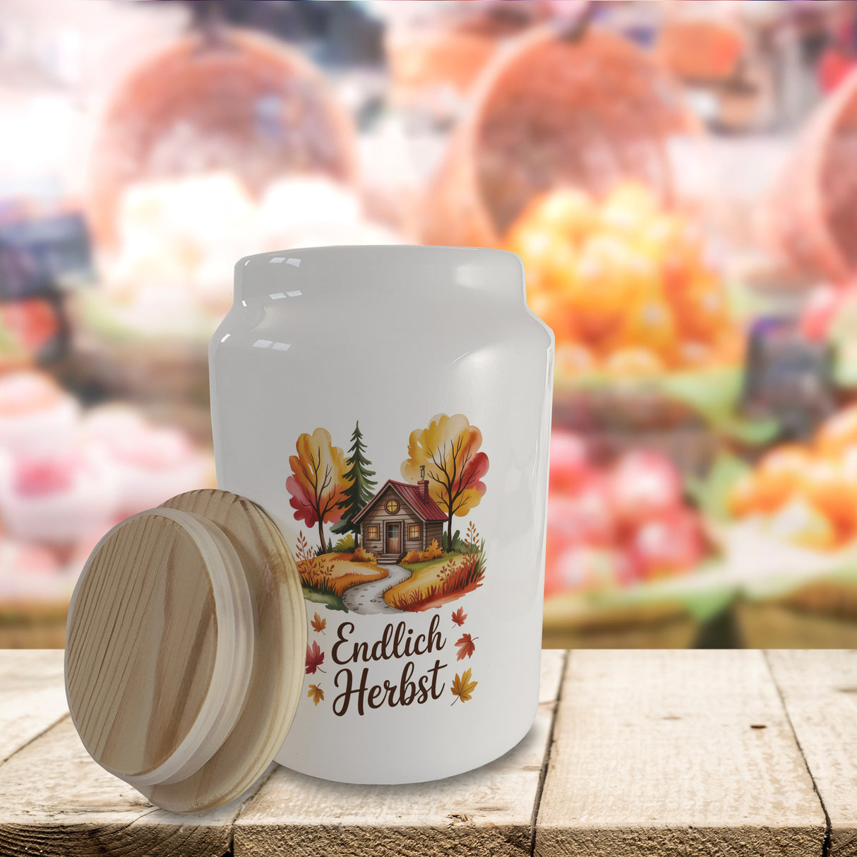 Aquarell Hütte im Herbst Keksdose - Endlich Herbst