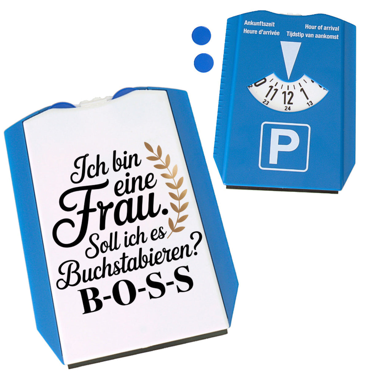 Frau ist der BOSS Parkscheibe
