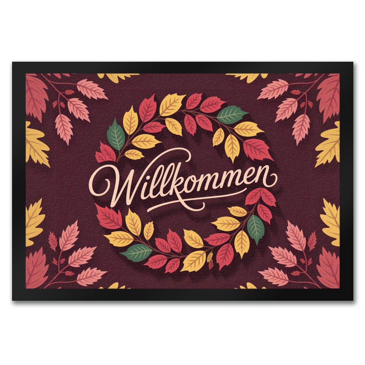 Willkommen Herbstlaub Kranz Fußmatte in 35x50 cm