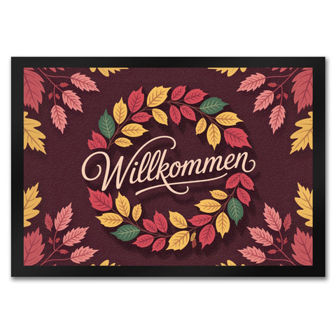 Willkommen Herbstlaub Kranz Fußmatte in 35x50 cm