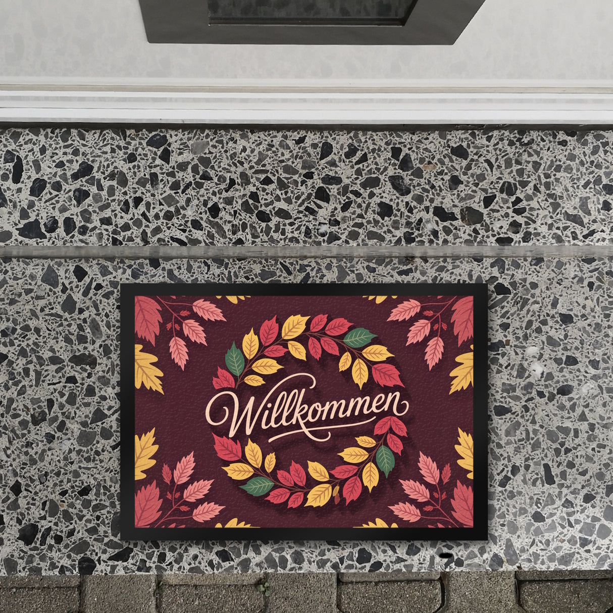 Willkommen Herbstlaub Kranz Fußmatte in 35x50 cm