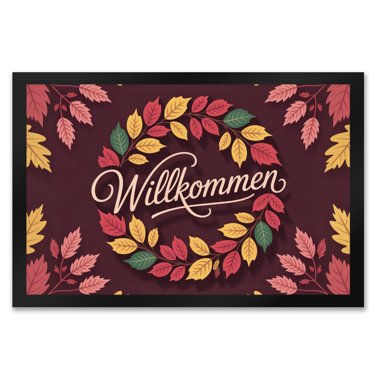 Willkommen Herbstlaub Kranz Fußmatte in 35x50 cm