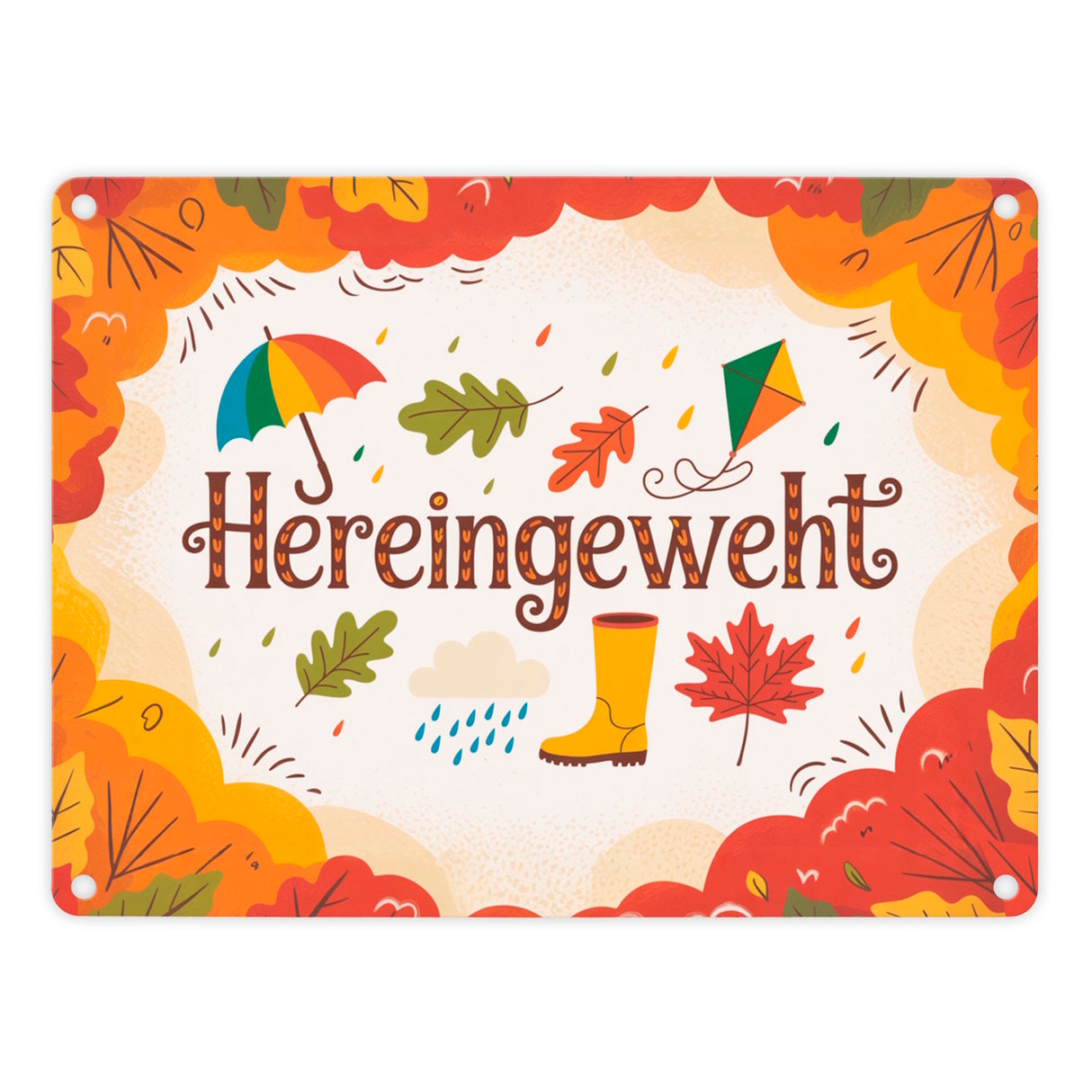 Hereingeweht Metallschild in 15x20 cm mit Herbstmotiven