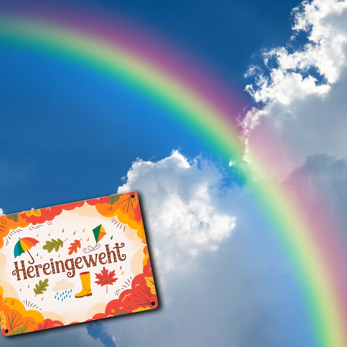 Hereingeweht Metallschild in 15x20 cm mit Herbstmotiven