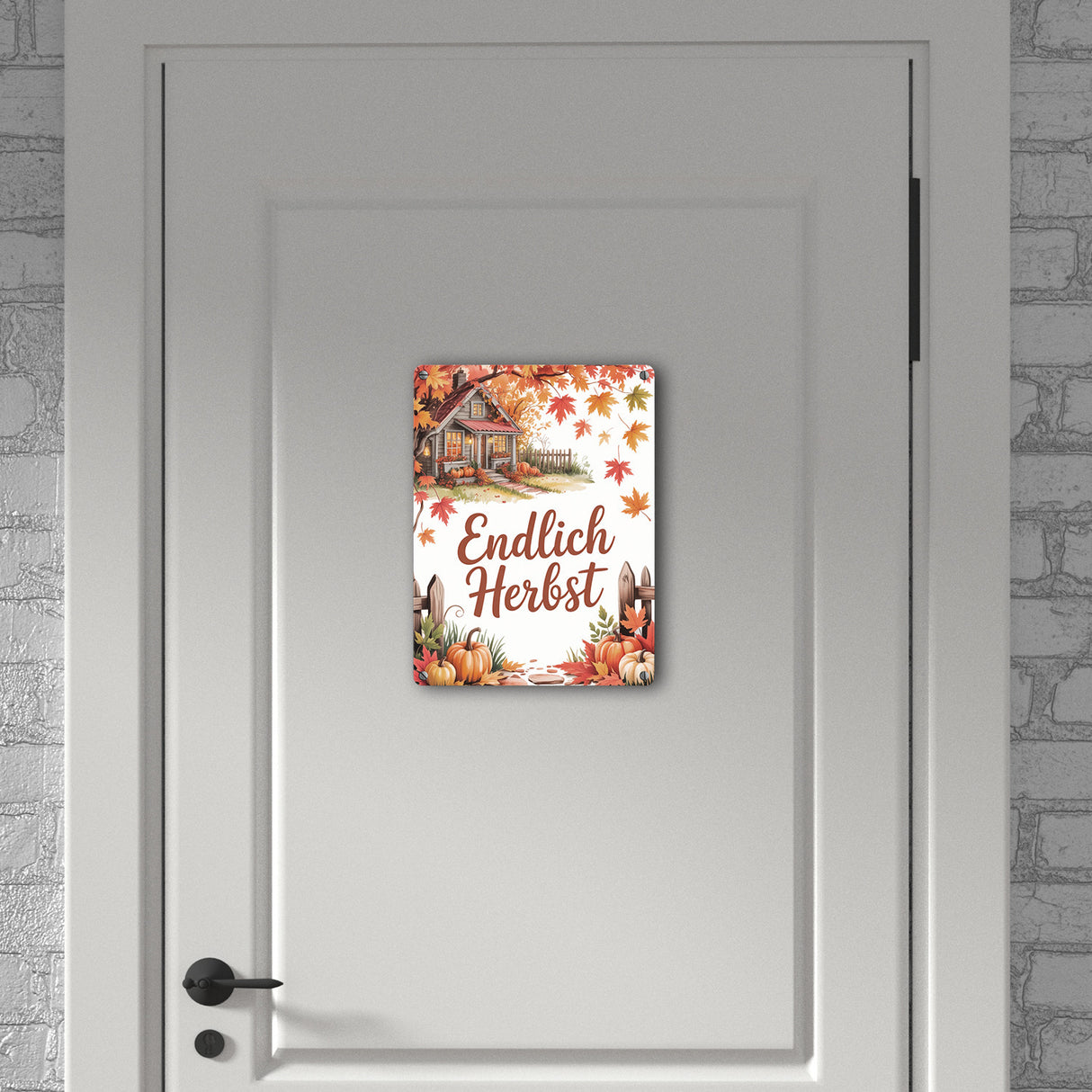 Herbstlandschaft Metallschild in 15x20 cm - Endlich Herbst